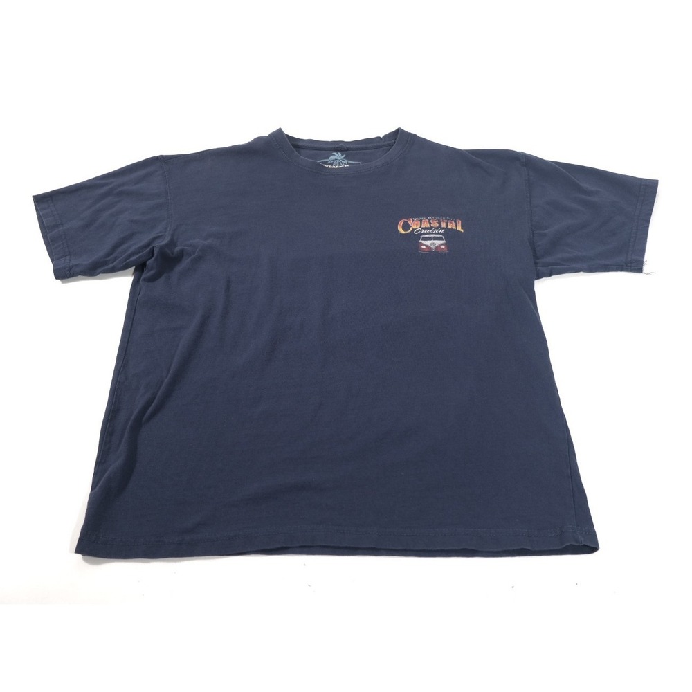 Newport Blue Graphic Tee Mens Large Navy Coastal Cruisin Surf Van Short Sleeve